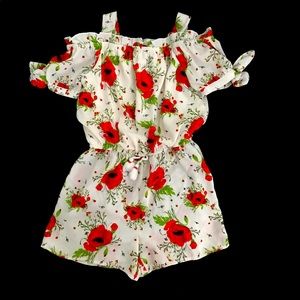 My Michelle Girls' Big FLOWER Sleeveless Romper M